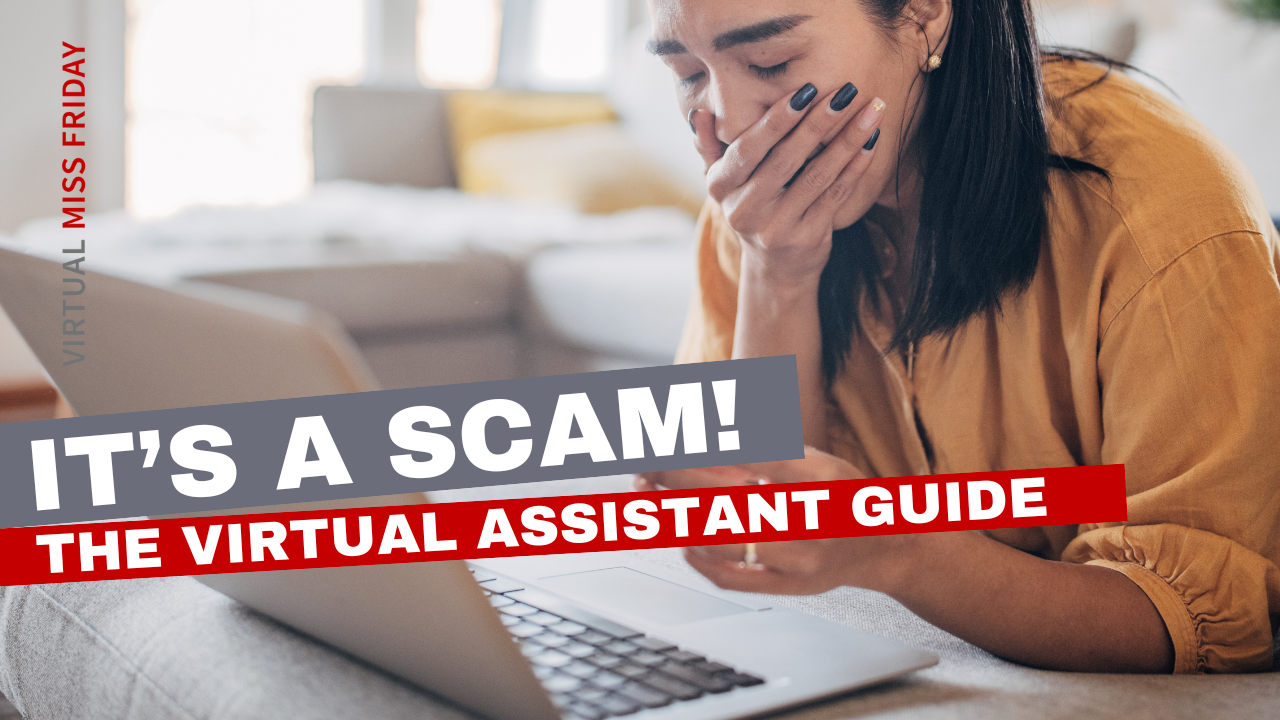 Virtual assistant sitting in front of her laptop, just discovering that she's been the victim of a virtual assistant job scam.